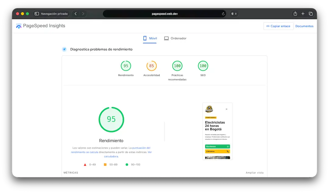 Entrega de página web